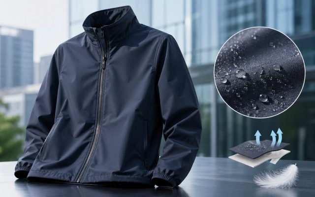 合繊素材のジャケットで、わかりやすい差別化を図りたい